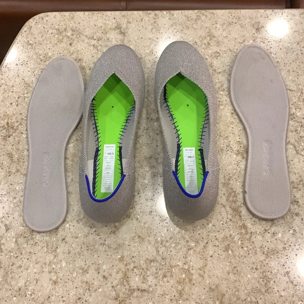 Rothy's The FLAT Metallic Silver Loafer Women's Round Toe Slip Ons Size 8.5 - Picture 6 of 8